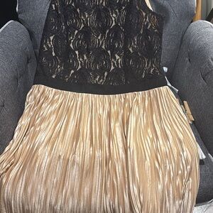 Elegant Black and Gold Lace Dress